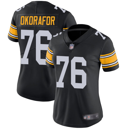 Women Pittsburgh Steelers Football #76 Limited Black Chukwuma Okorafor Alternate Vapor Untouchable Nike NFL Jersey